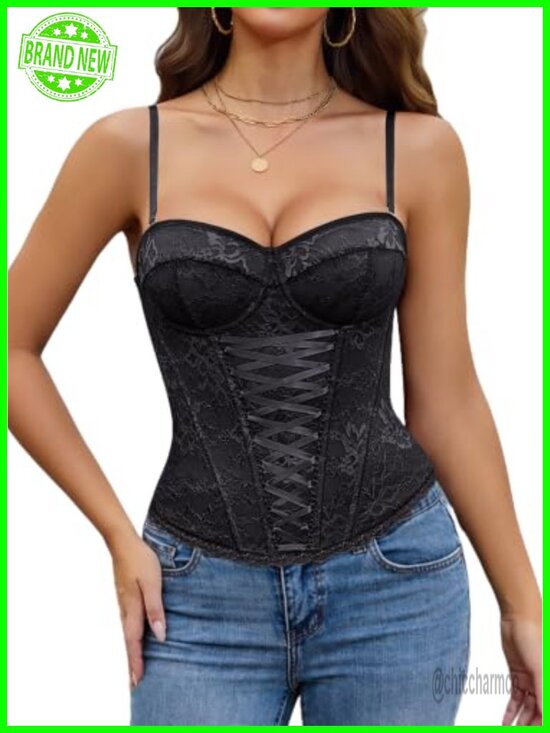 Other - Lace Bustier Corset Top Women Sexy Underwire Viscose Spandex Y2K Going Out